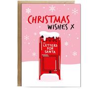 Hippowarehouse Christmas Card Letters for Santa Letter Box Christmas Wishes in Pink Personalised Card A6 with envelope for him for her Funny Cards for Men and Women Blank inside option