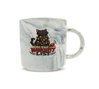 Hippowarehouse Christmas cat on the Naughty List Printed Mug Various Colour Options Ceramic Cup Kitchenware 11oz