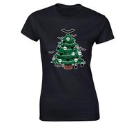 Hippowarehouse Christmas Emo Gothic Tree Womens Slim fit Short Sleeve t-Shirt Large (UK Size 18) Black