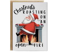 Hippowarehouse Christmas funny chestnuts roasting on an open fire Personalised Card A5 with envelope for him for her Funny Cards for Men and Women Blank inside option
