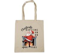 Hippowarehouse Christmas funny chestnuts roasting on an open fire Tote Shopping Gym Beach Bag 42cm x38cm, 10 litres