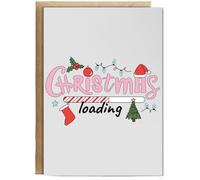 Hippowarehouse Christmas Loading with Festive December Icons Personalised Card A6 with envelope for him for her Funny Cards for Men and Women Blank inside option