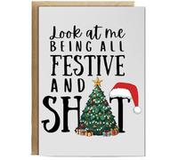 Hippowarehouse Christmas look at me being all festive Personalised Card A5 with envelope for him for her Funny Cards for Men and Women Blank inside option