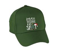 Hippowarehouse Christmas Look at me Being All Festive Premium Printed 5 Panel Baseball Cap hat OneSize Adults Bottle Green