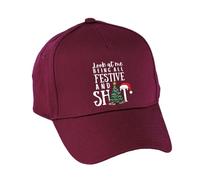Hippowarehouse Christmas Look at me Being All Festive Premium Printed 5 Panel Baseball Cap hat OneSize Adults Burgundy