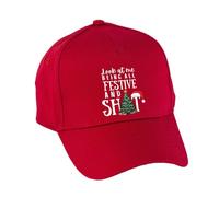 Hippowarehouse Christmas Look at me Being All Festive Premium Printed 5 Panel Baseball Cap hat OneSize Adults Red