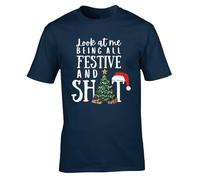 Hippowarehouse Christmas Look at me Being All Festive Unisex Short Sleeve t-Shirt Medium Adult Navy Blue
