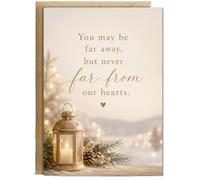Hippowarehouse Christmas Memorial Card You May be Far Away But Never Far From Our Hearts Card - A6 with envelope for him for her Funny Cards for Men and Women