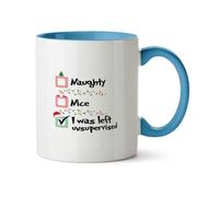 Hippowarehouse Christmas Naughty Nice Left Unsupervised Printed Mug Various Colour Options Ceramic Cup Kitchenware 11oz