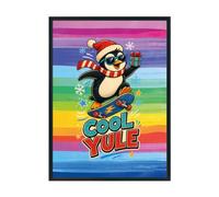 Hippowarehouse Christmas Penguin skateboarding cool yule Printed Poster A3 Wall Art Design Classroom Room Gym Office Décor