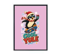 Hippowarehouse Christmas Penguin skateboarding cool yule Printed Poster A3 Wall Art Design Classroom Room Gym Office Décor