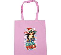 Hippowarehouse Christmas Penguin skateboarding cool yule Tote Shopping Gym Beach Bag 42cm x38cm, 10 litres