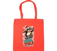 Hippowarehouse Christmas Penguin skateboarding cool yule Tote Shopping Gym Beach Bag 42cm x38cm, 10 litres