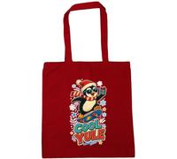 Hippowarehouse Christmas Penguin skateboarding cool yule Tote Shopping Gym Beach Bag 42cm x38cm, 10 litres