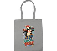 Hippowarehouse Christmas Penguin skateboarding cool yule Tote Shopping Gym Beach Bag 42cm x38cm, 10 litres