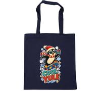 Hippowarehouse Christmas Penguin skateboarding cool yule Tote Shopping Gym Beach Bag 42cm x38cm, 10 litres