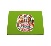 Hippowarehouse Christmas pony club printed mouse mat pad accessory black rubber base 240mm x 190mm x 60mm