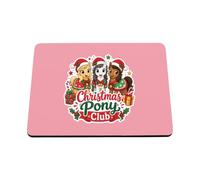 Hippowarehouse Christmas pony club printed mouse mat pad accessory black rubber base 240mm x 190mm x 60mm