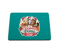 Hippowarehouse Christmas pony club printed mouse mat pad accessory black rubber base 240mm x 190mm x 60mm