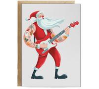 Hippowarehouse Christmas rock and roll santa playing guitar Personalised Card A5 with envelope for him for her Funny Cards for Men and Women Blank inside option