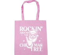 Hippowarehouse Christmas Rockin' around the christmas tree santa Tote Shopping Gym Beach Bag 42cm x38cm, 10 litres