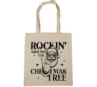 Hippowarehouse Christmas Rockin' around the christmas tree santa Tote Shopping Gym Beach Bag 42cm x38cm, 10 litres