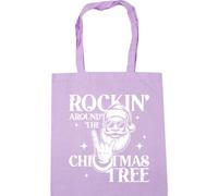 Hippowarehouse Christmas Rockin' around the christmas tree santa Tote Shopping Gym Beach Bag 42cm x38cm, 10 litres