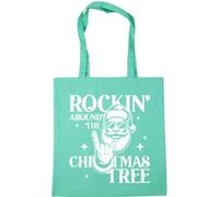 Hippowarehouse Christmas Rockin' around the christmas tree santa Tote Shopping Gym Beach Bag 42cm x38cm, 10 litres