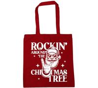 Hippowarehouse Christmas Rockin' around the christmas tree santa Tote Shopping Gym Beach Bag 42cm x38cm, 10 litres