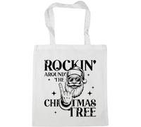 Hippowarehouse Christmas Rockin' around the christmas tree santa Tote Shopping Gym Beach Bag 42cm x38cm, 10 litres