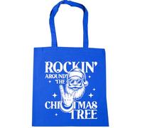 Hippowarehouse Christmas Rockin' around the christmas tree santa Tote Shopping Gym Beach Bag 42cm x38cm, 10 litres