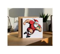 Hippowarehouse Christmas rugby santa Personalised Card. 15cm x 15cm with envelope for him for her Funny Cards for Men and Women Blank inside option