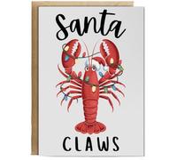 Hippowarehouse Christmas santa claws lobster Personalised Card A5 with envelope for him for her Funny Cards for Men and Women Blank inside option