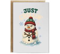 Hippowarehouse Christmas Snowman just chillin Personalised Card A6 with envelope for him for her Funny Cards for Men and Women Blank inside option