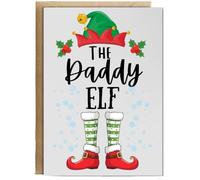 Hippowarehouse Christmas The Daddy elf Personalised Card A5 with envelope for him for her Funny Cards for Men and Women Blank inside option