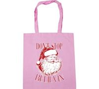 Hippowarehouse Christmas vintage santa don't stop believin' Tote Shopping Gym Beach Bag 42cm x38cm, 10 litres