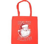 Hippowarehouse Christmas vintage santa don't stop believin' Tote Shopping Gym Beach Bag 42cm x38cm, 10 litres