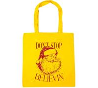 Hippowarehouse Christmas vintage santa don't stop believin' Tote Shopping Gym Beach Bag 42cm x38cm, 10 litres