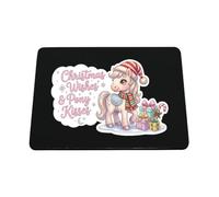 Hippowarehouse Christmas wishes and pony kisses printed mouse mat pad accessory black rubber base 240mm x 190mm x 60mm