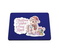 Hippowarehouse Christmas wishes and pony kisses printed mouse mat pad accessory black rubber base 240mm x 190mm x 60mm