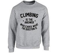 Hippowarehouse Climbing is the Answer Who Cares What the Question is Unisex Jumper Sweatshirt Pullover (Specific Size Guide in Description) Grey