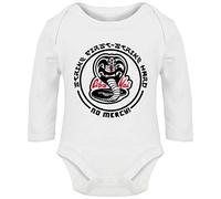 Hippowarehouse Cobra Kai Snake Strike First Strike Hard no Mercy Baby Vest Bodysuit (Long Sleeve) Boys Girls White