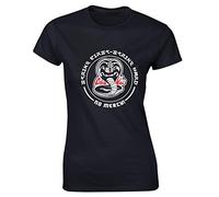 Hippowarehouse Cobra Kai Snake Strike First Strike Hard no Mercy Womens Fitted Short Sleeve t-Shirt (Specific Size Guide in Description) Black