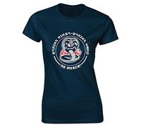 Hippowarehouse Cobra Kai Snake Strike First Strike Hard no Mercy Womens Fitted Short Sleeve t-Shirt (Specific Size Guide in Description) Navy