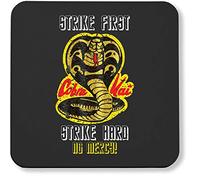 Hippowarehouse Cobra Kai Strike First - Strike Hard - No mercy printed coaster gloss finish durable backing 9cm x 9cm 2 pack
