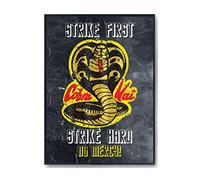 Hippowarehouse Cobra Kai Strike First - Strike Hard- No mercy Printed Poster A2 Wall Art Design Classroom Room Gym Office Décor