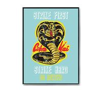 Hippowarehouse Cobra Kai Strike First - Strike Hard- No mercy Printed Poster A2 Wall Art Design Classroom Room Gym Office Décor