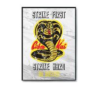 Hippowarehouse Cobra Kai Strike First - Strike Hard- No mercy Printed Poster A3 Wall Art Design Classroom Room Gym Office Décor