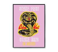 Hippowarehouse Cobra Kai Strike First - Strike Hard- No mercy Printed Poster A3 Wall Art Design Classroom Room Gym Office Décor