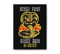 Hippowarehouse Cobra Kai Strike First - Strike Hard- No mercy Printed Poster A3 Wall Art Design Classroom Room Gym Office Décor